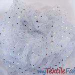 Load image into Gallery viewer, Bridal Tulle with Metallic Polka Dot | 60&quot; Wide | Available in White and Ivory | Fabric mytextilefabric 
