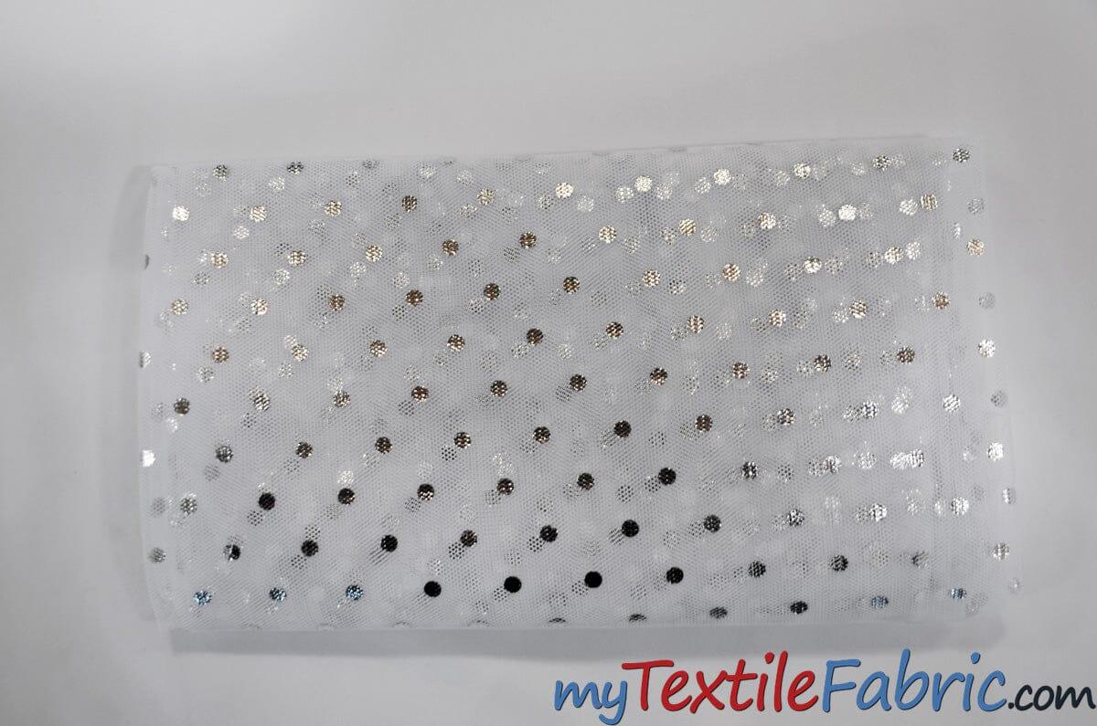 Bridal Tulle with Metallic Polka Dot | 60" Wide | Available in White and Ivory | Fabric mytextilefabric 