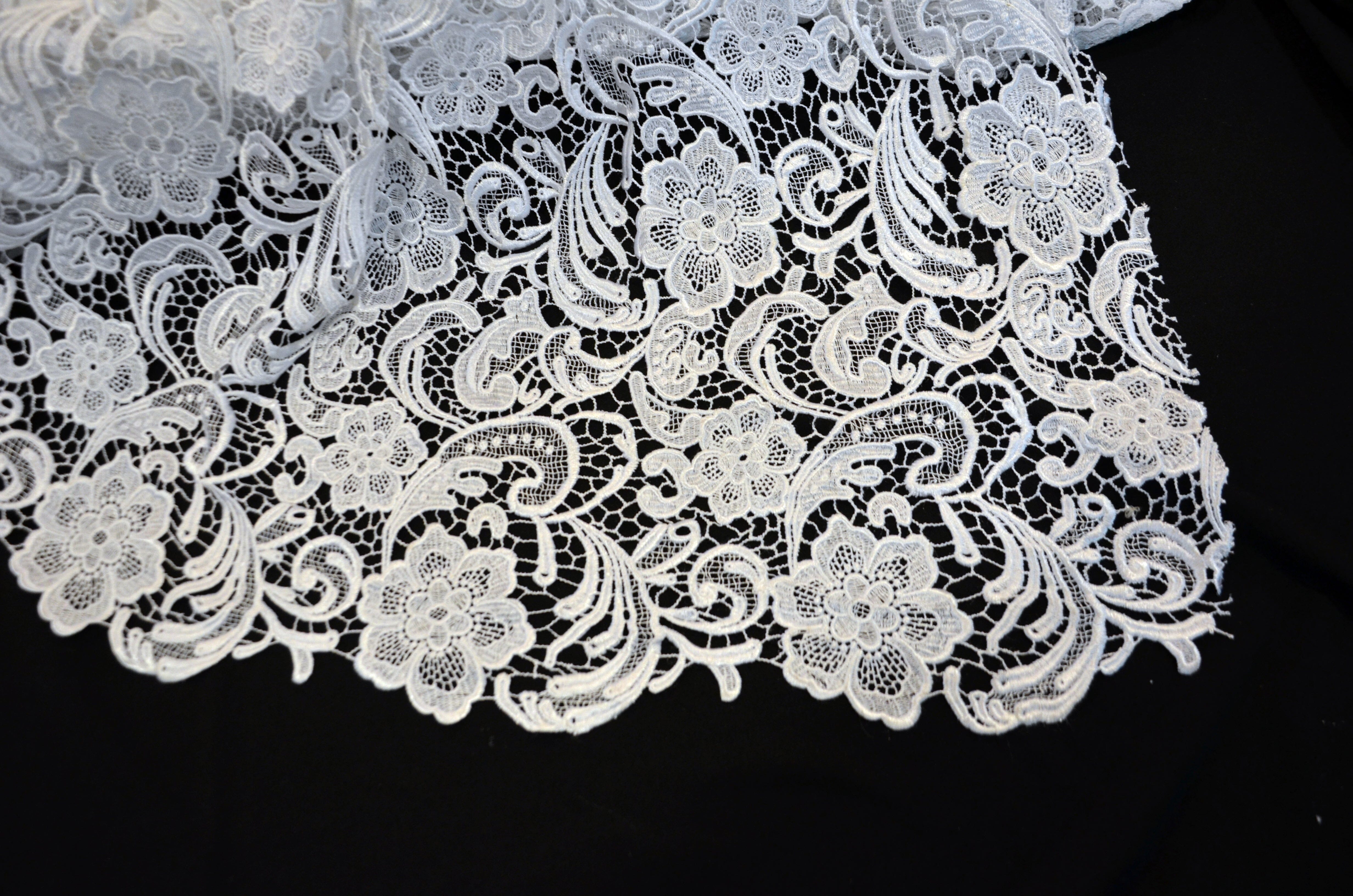 Guipure Bridal Lace Fabric | Heavy Double Scalloped Lace | 49" Wide | Multiple Colors | Fabric mytextilefabric 