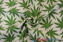 Load image into Gallery viewer, Marijuana Cannabis Leaf Cotton Fabric | 100% Cotton Print | 60&quot; Wide | Ganja Flower Cotton Print | Hemp Leaf Cotton Print | Face Mask, Shirts, Herb Fabric | Fabric mytextilefabric 