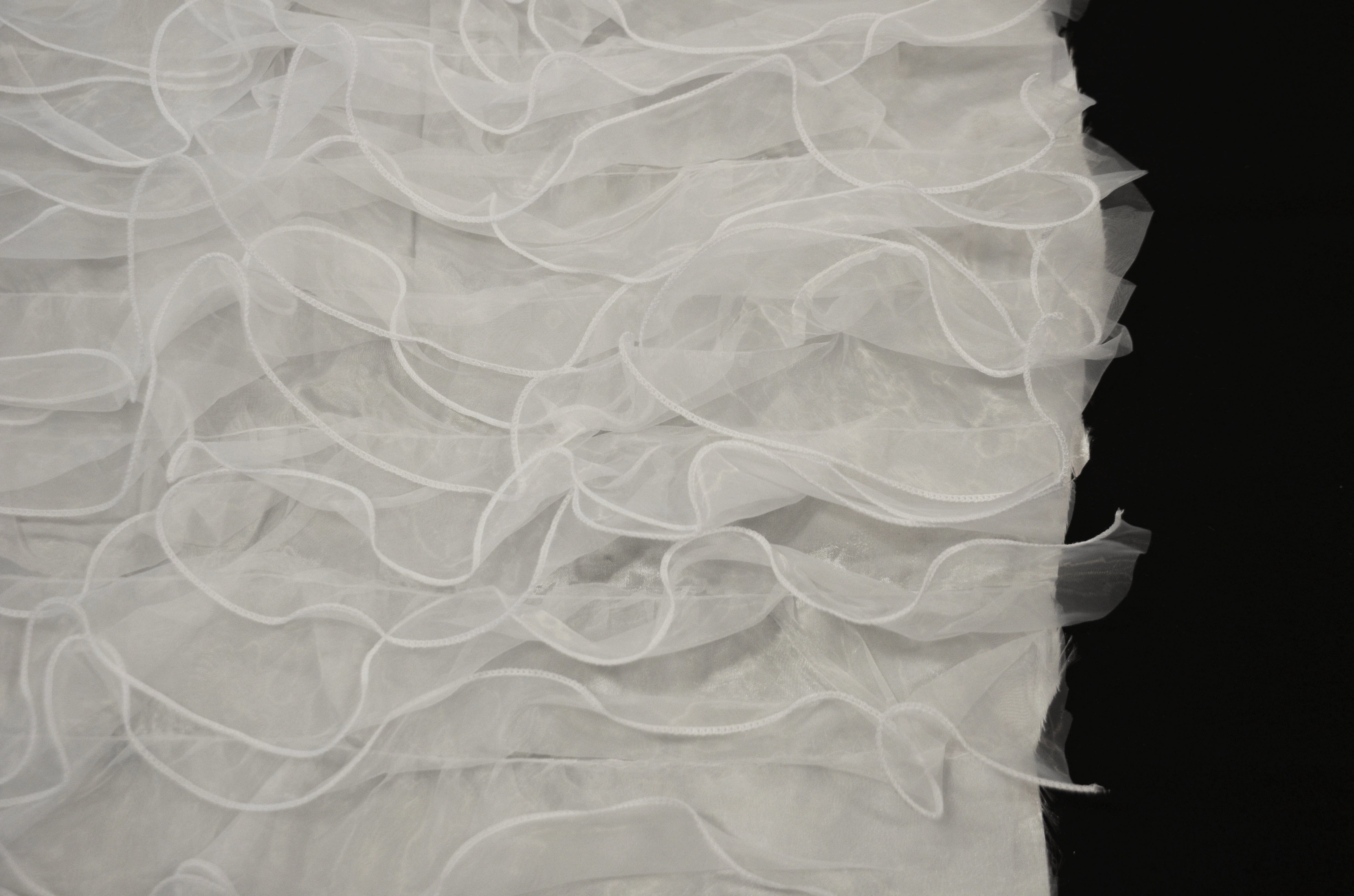 Organza Ruffled Taffeta Fabric | Layered Ruffle Taffeta Fabric | 57" Wide | Multiple Colors | Fabric mytextilefabric Yards White 