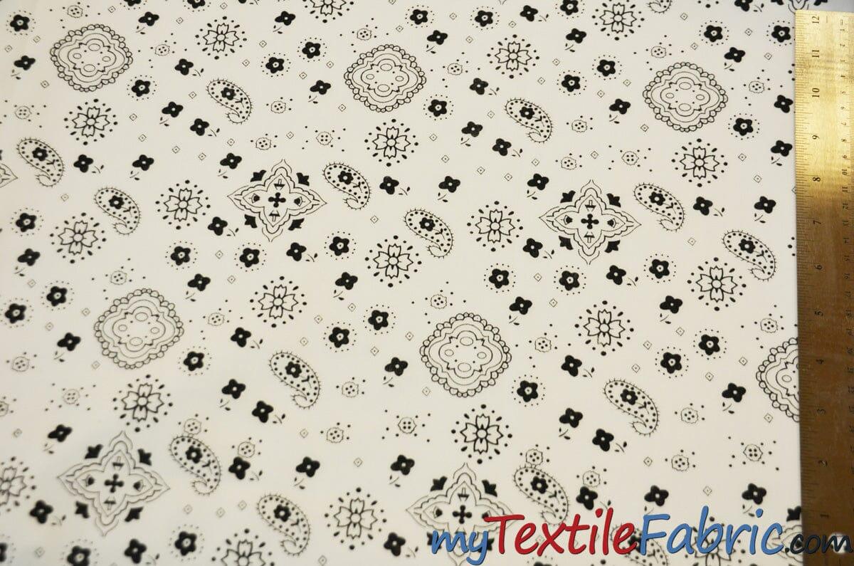Bandana Cotton Print | Bandanna Fabric | 58/60" Wide | Multiple Colors | Fabric mytextilefabric Yards White 