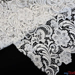 Load image into Gallery viewer, Guipure Bridal Lace Fabric | Heavy Double Scalloped Lace | 49&quot; Wide | Multiple Colors | Fabric mytextilefabric Yards White 
