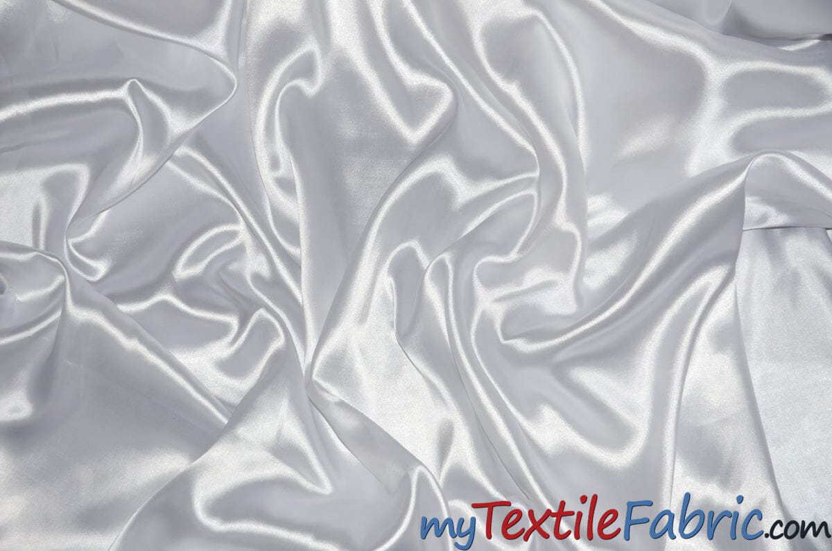 Stretch Charmeuse Satin Fabric | Soft Silky Satin Fabric | 96% Polyester 4% Spandex | Multiple Colors | Continuous Yards | Fabric mytextilefabric White 