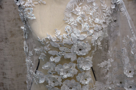 Off White Bridal Lace Fabric | EA2581 | Off White Embroidery Lace Fabric | 50