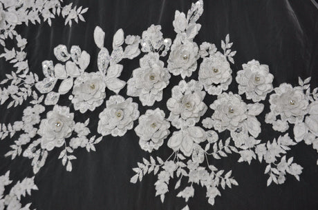 Off White Bridal Lace Fabric | EA2581 | Off White Embroidery Lace Fabric | 50" Wide | Wedding Beaded Lace Fabric | Fabric mytextilefabric 