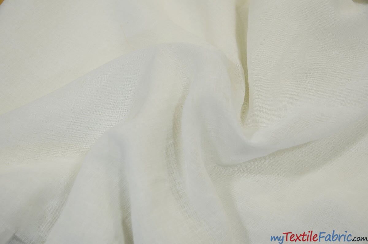 Extra Wide Turkish Sheer Fabric | 108" Wide | Textured Sheered Linen Fabric for Drapery and Curtains | My Textile Fabric Yards Offwhite 