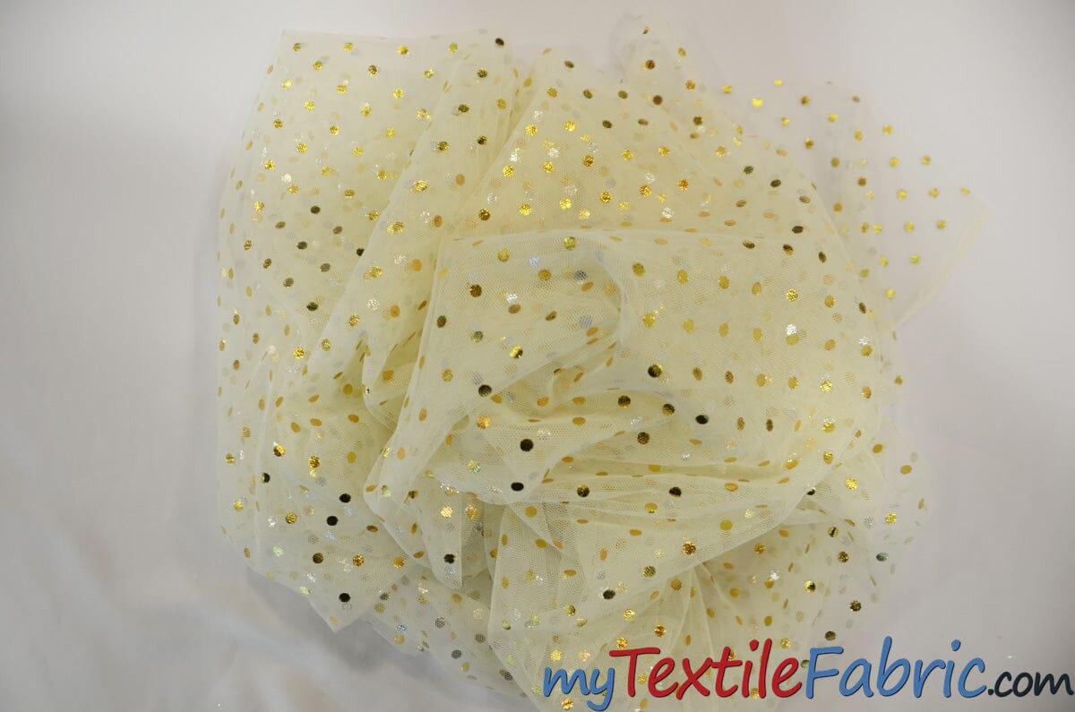 Bridal Tulle with Metallic Polka Dot | 60" Wide | Available in White and Ivory | Fabric mytextilefabric 