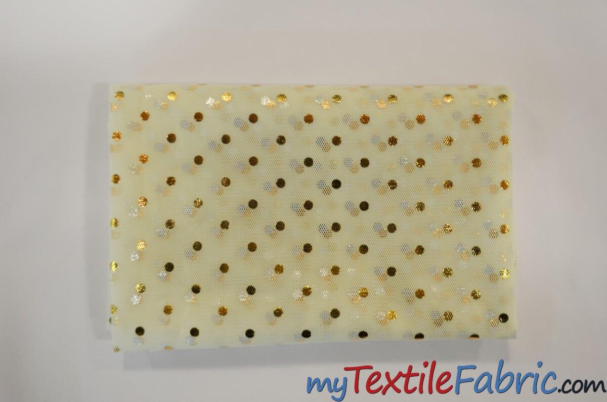 Bridal Tulle with Metallic Polka Dot | 60" Wide | Available in White and Ivory | Fabric mytextilefabric 