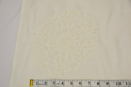 Embossed Faux Linen Embroidery for Drapery | 58" Wide | Off White and Light Silver | newtextilefabric 