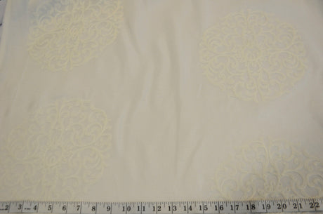 Embossed Faux Linen Embroidery for Drapery | 58" Wide | Off White and Light Silver | newtextilefabric 