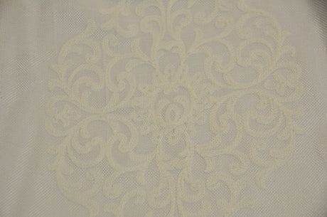 Embossed Faux Linen Embroidery for Drapery | 58" Wide | Off White and Light Silver | newtextilefabric 3"x3" Sample Swatch Off White (Light Ivory) 