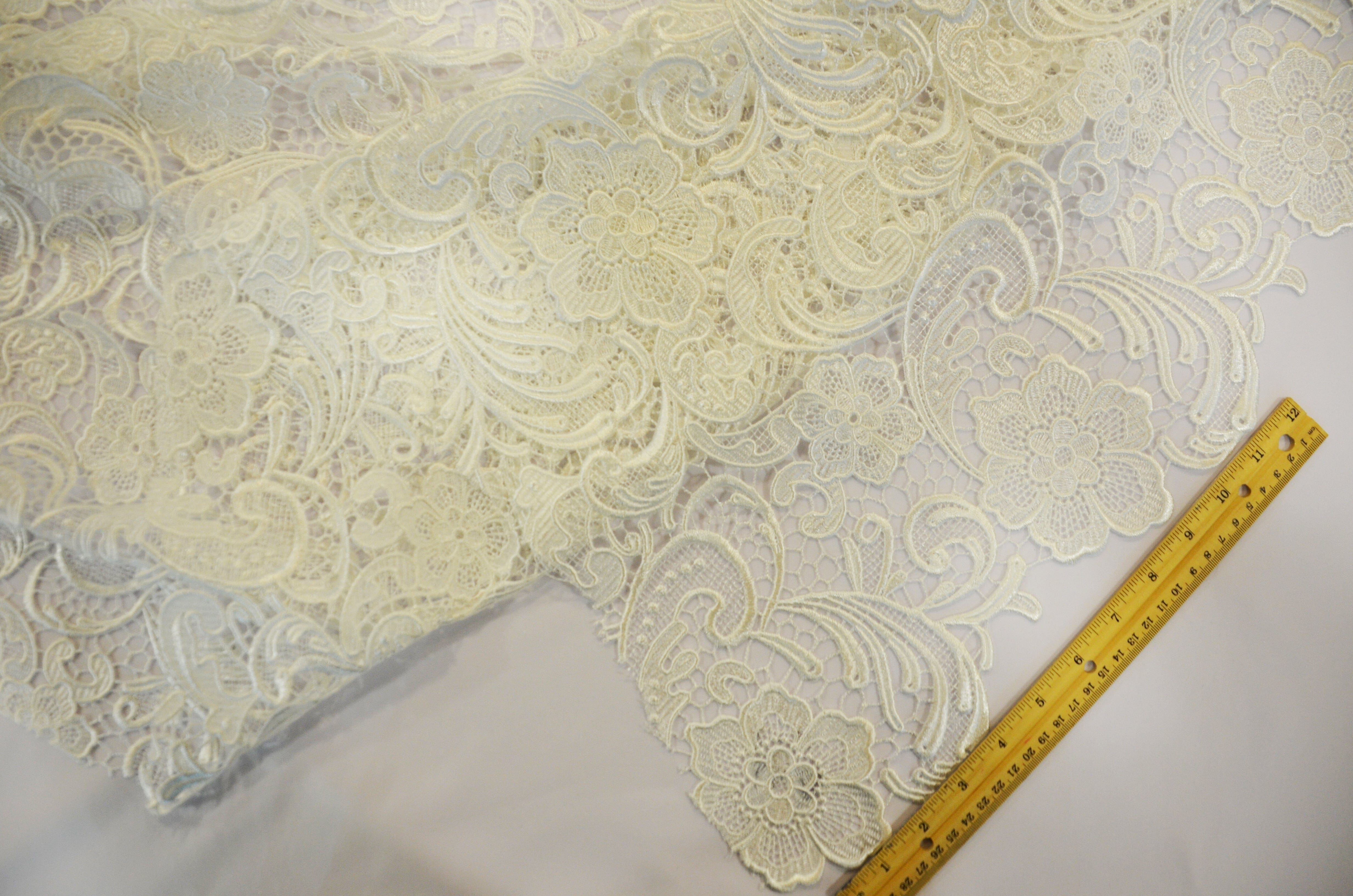 Guipure Bridal Lace Fabric | Heavy Double Scalloped Lace | 49" Wide | Multiple Colors | Fabric mytextilefabric 
