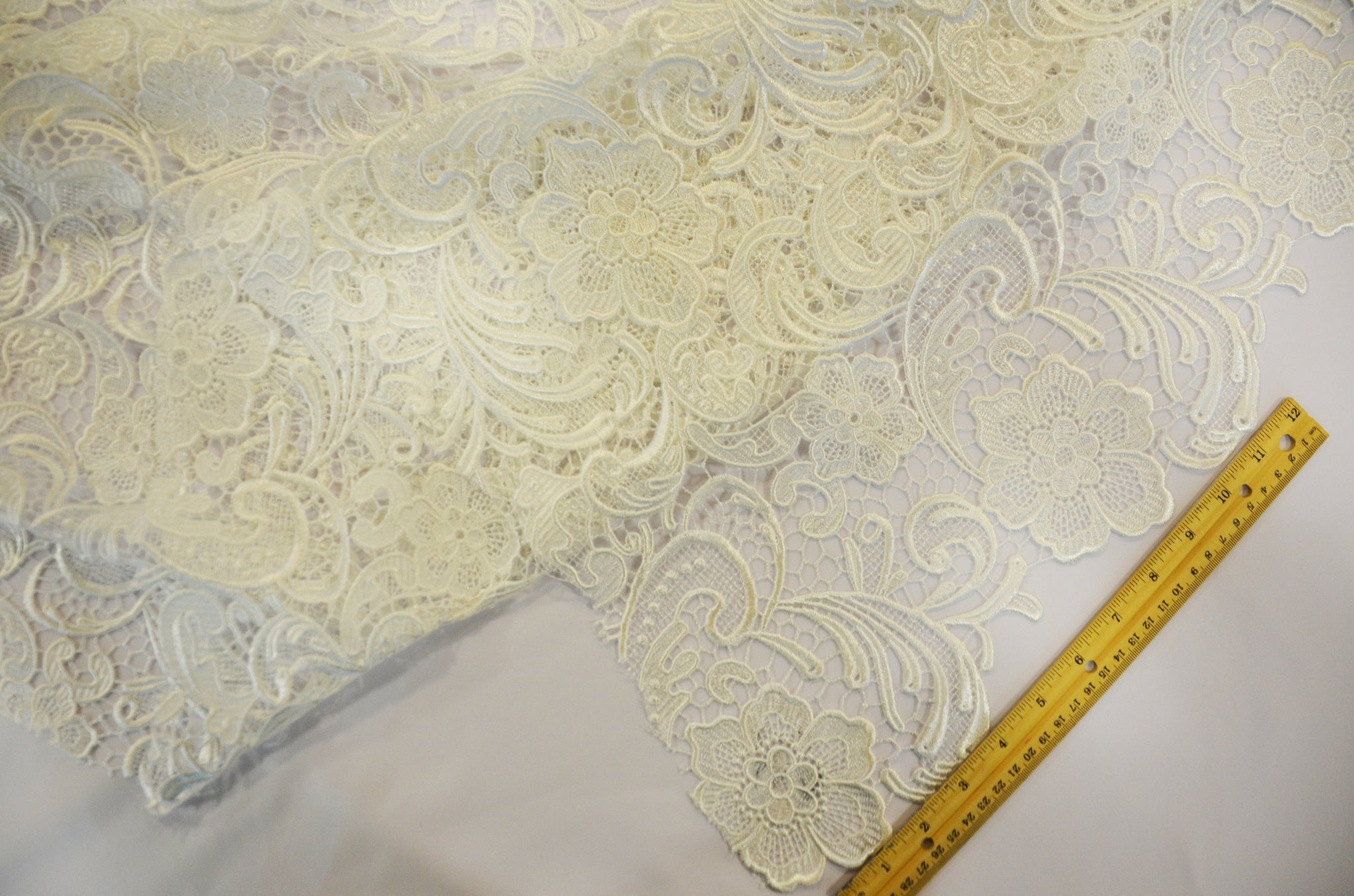 Guipure Bridal Lace Fabric | Heavy Double Scalloped Lace | 49 Wide |  Multiple Colors 