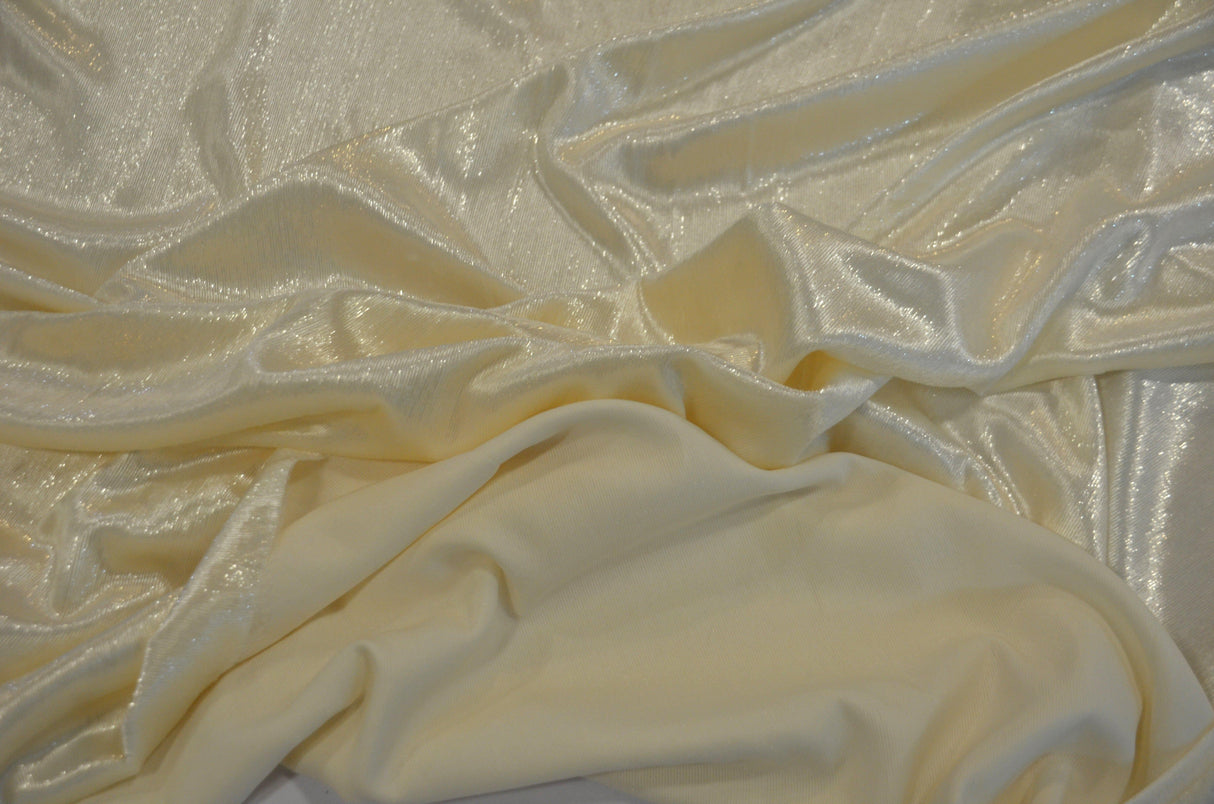 Ivory Silky Velvet with Metallic Lurex | 52" Wide | Polyester Super Soft Lurex Velvet | Soft Metallic Velvet for Dresses, Clothing, Skirts, Costume | Fabric mytextilefabric 3"x3" Sample Swatch Ivory 