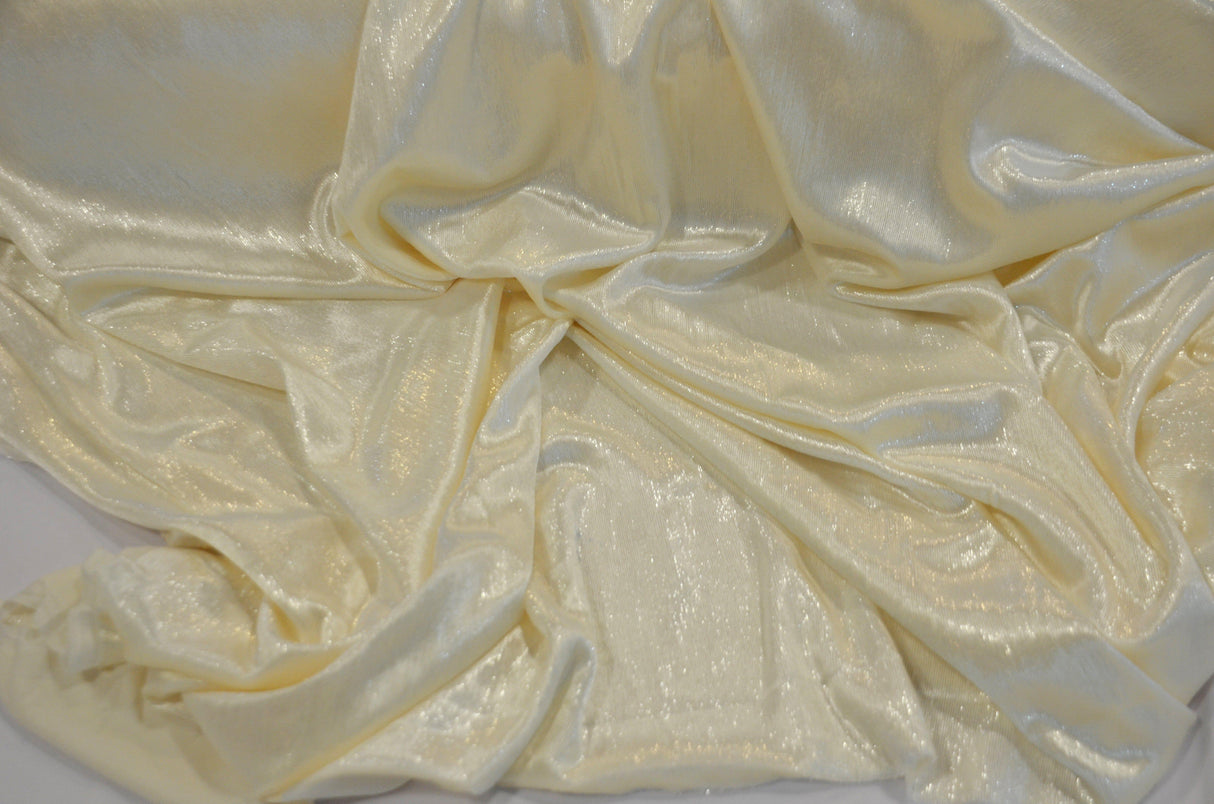 Ivory Silky Velvet with Metallic Lurex | 52" Wide | Polyester Super Soft Lurex Velvet | Soft Metallic Velvet for Dresses, Clothing, Skirts, Costume | Fabric mytextilefabric 