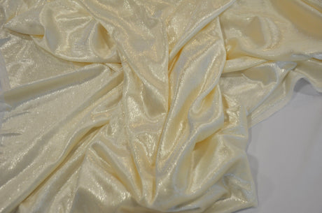 Ivory Silky Velvet with Metallic Lurex | 52" Wide | Polyester Super Soft Lurex Velvet | Soft Metallic Velvet for Dresses, Clothing, Skirts, Costume | Fabric mytextilefabric 
