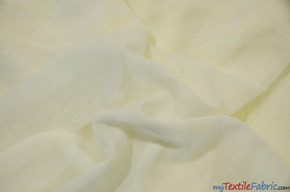 Extra Wide Turkish Sheer Fabric | 108" Wide | Textured Sheered Linen Fabric for Drapery and Curtains | My Textile Fabric Yards Ivory 