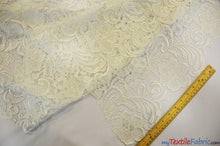 Load image into Gallery viewer, Guipure Bridal Lace Fabric | Heavy Double Scalloped Lace | 49&quot; Wide | Multiple Colors | Fabric mytextilefabric Yards Ivory 