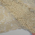 Load image into Gallery viewer, Guipure Bridal Lace Fabric | Heavy Double Scalloped Lace | 49&quot; Wide | Multiple Colors | Fabric mytextilefabric Yards Champagne 
