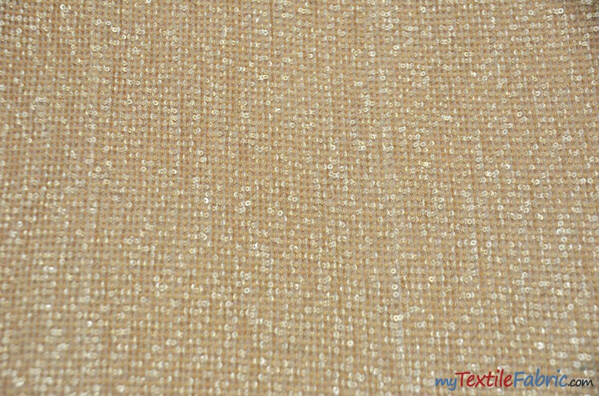 Pleated Glitz Sequins Fabric | Pleated Spandex Sequins Fabric | 56" Wide | Multiple Colors | newtextilefabric Yards Champagne 