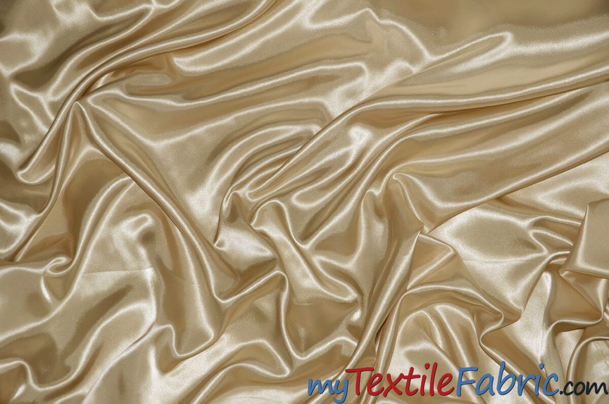 Stretch Charmeuse Satin Fabric | Soft Silky Satin Fabric | 96% Polyester 4% Spandex | Multiple Colors | Sample Swatch | Fabric mytextilefabric Honey 