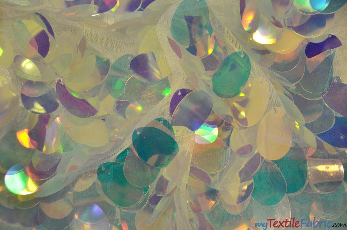 Jumbo Paillettes Sequins | Iridescent Jumbo Sequins Fabric | 52" Wide | My Textile Fabric 