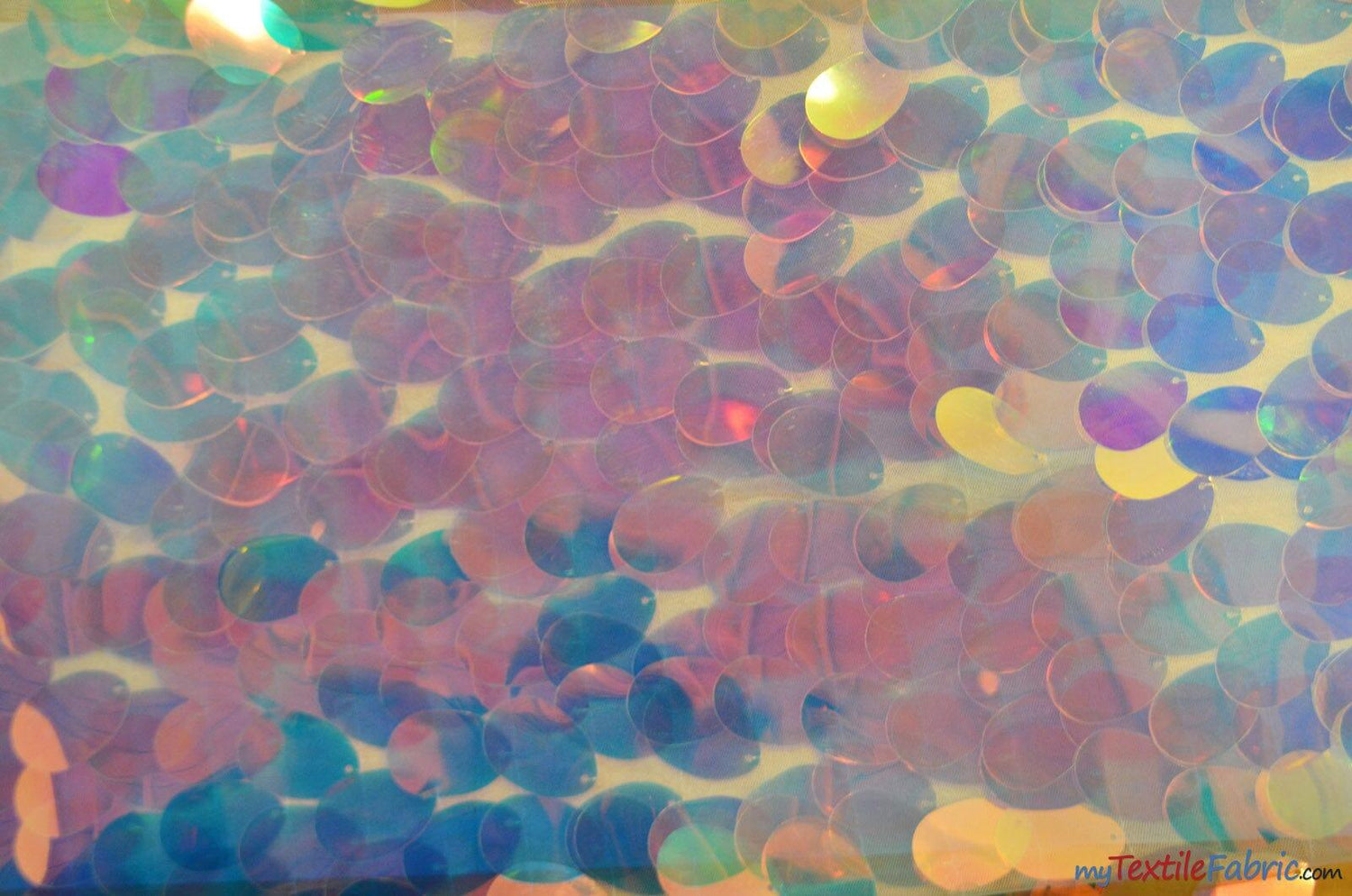 Oval Hologram Sequins Fabric | Iridescent Sequins Fabric | 52" Wide | newtextilefabric 