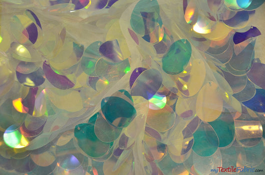 Oval Hologram Sequins Fabric | Iridescent Sequins Fabric | 52
