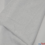 Load image into Gallery viewer, Glitter Stretch Velvet | Sparkling Glitter on Plush Spandex Velvet | 60&quot; Wide | Multiple Colors | My Textile Fabric Yards White Silver 
