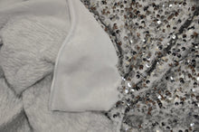 Load image into Gallery viewer, Sequins Stretch Velvet | Sequins on Plush Spandex Velvet | 60&quot; Wide | Multiple Colors | My Textile Fabric 3&quot;x3&quot; Sample Swatch White Silver 