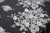 White Bridal Lace Fabric | EA3032 | White Silver Embroidery Lace Fabric | 50" Wide | Wedding Beaded Lace Fabric | Fabric mytextilefabric 