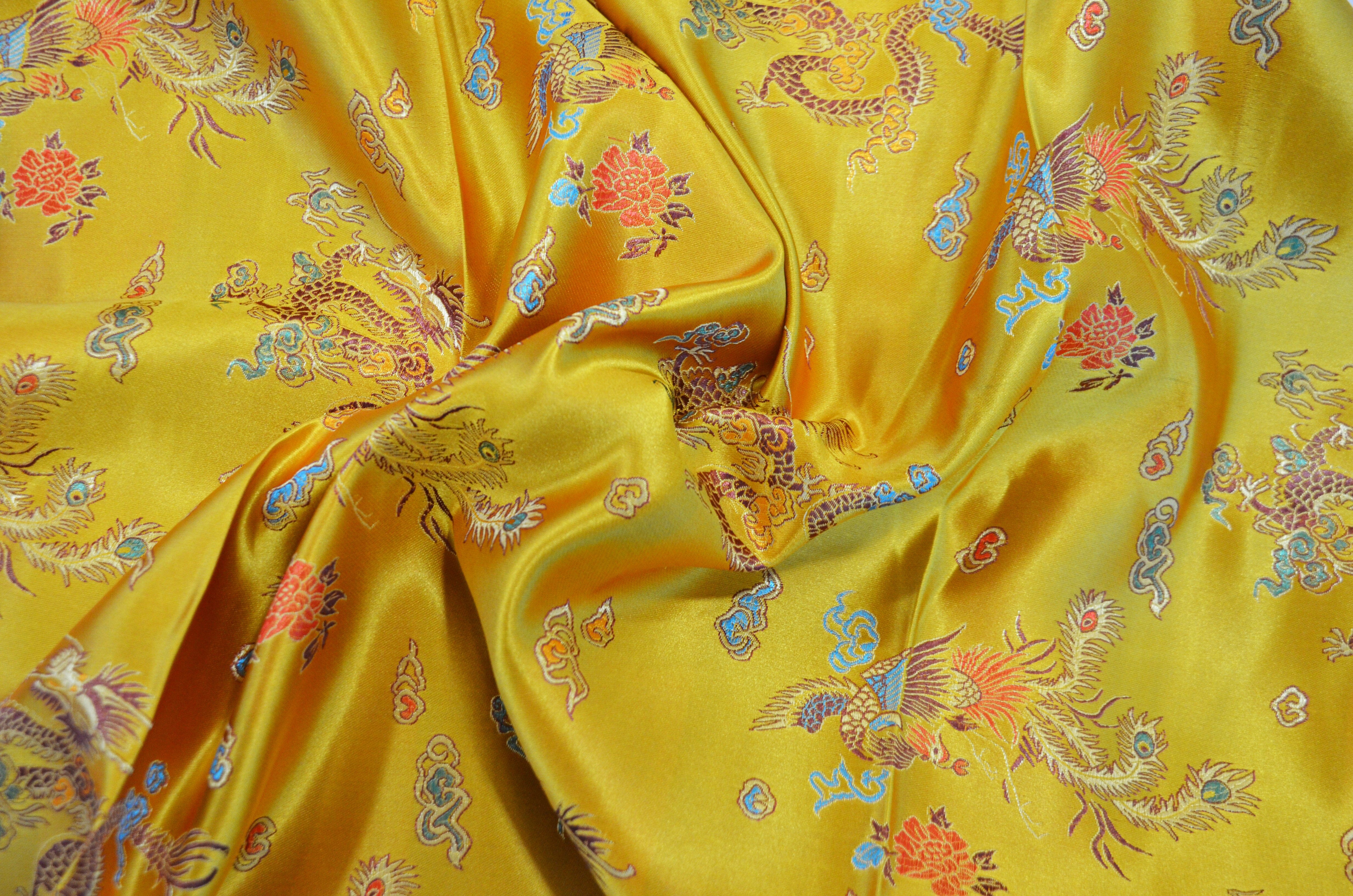 Dragon Brocade | Chinese Dragon Brocade | 45" Wide | Chinese Brocade Fabric | Fabric mytextilefabric Yards Gold 