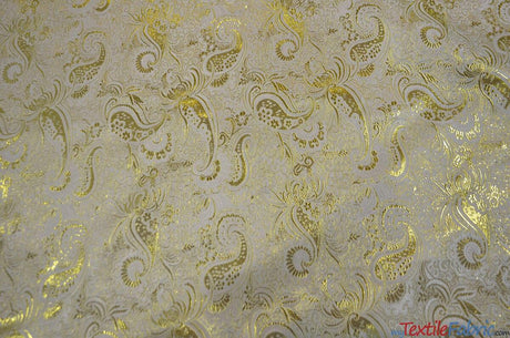 Oriental Metallic Paisley Brocade | 58" Wide | Silver and Gold Metallic Paisley Brocade | Fabric mytextilefabric 
