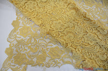 Load image into Gallery viewer, Guipure Bridal Lace Fabric | Heavy Double Scalloped Lace | 49&quot; Wide | Multiple Colors | Fabric mytextilefabric Yards Gold 