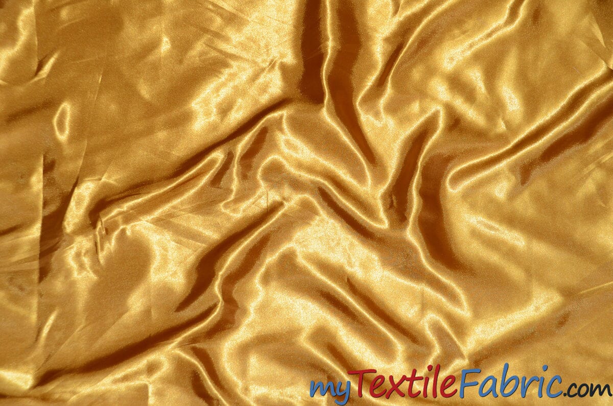 Stretch Charmeuse Satin Fabric | Soft Silky Satin Fabric | 96% Polyester 4% Spandex | Multiple Colors | Wholesale Bolt | Fabric mytextilefabric Sungold 