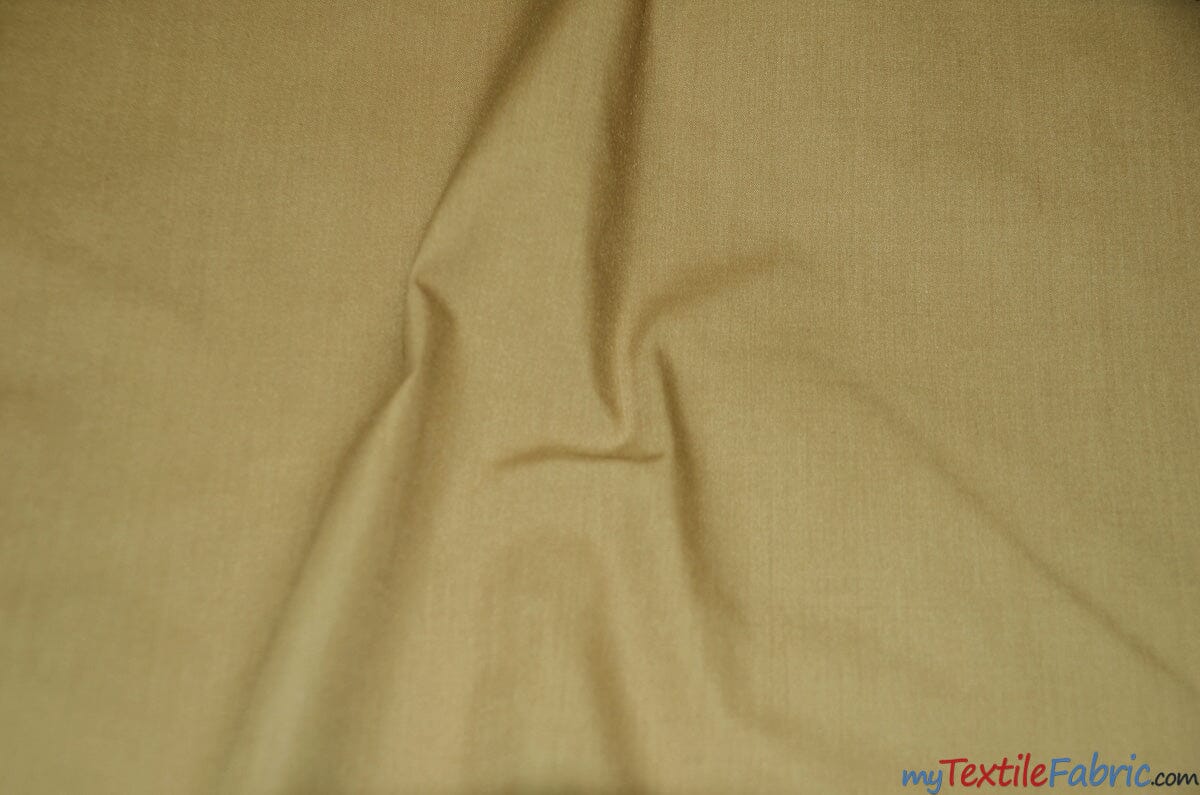 Polyester Cotton Broadcloth Fabric | 60" Wide | Solid Colors | Continuous Yards | Multiple Colors | Fabric mytextilefabric Yards Khaki 