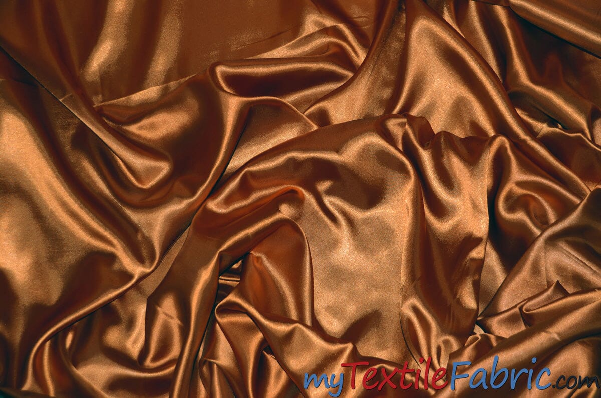 Stretch Charmeuse Satin Fabric | Soft Silky Satin Fabric | 96% Polyester 4% Spandex | Multiple Colors | Continuous Yards | Fabric mytextilefabric Cinnamon 