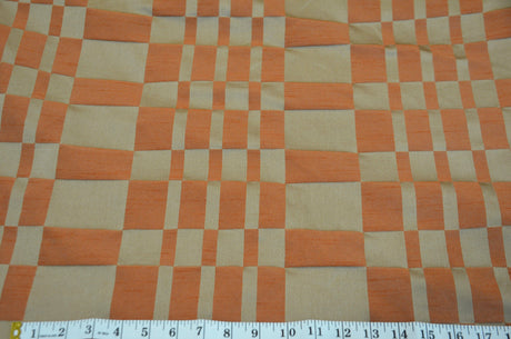 Silk Plaid Fabric | Faux Dupioni Silk Plaid Fabric by the yard | 54" Wide | Costume, Cosplay, Drapery, Window Treatment, Curtains Dupioni | Fabric mytextilefabric 3"x3" Sample Swatch Rust 