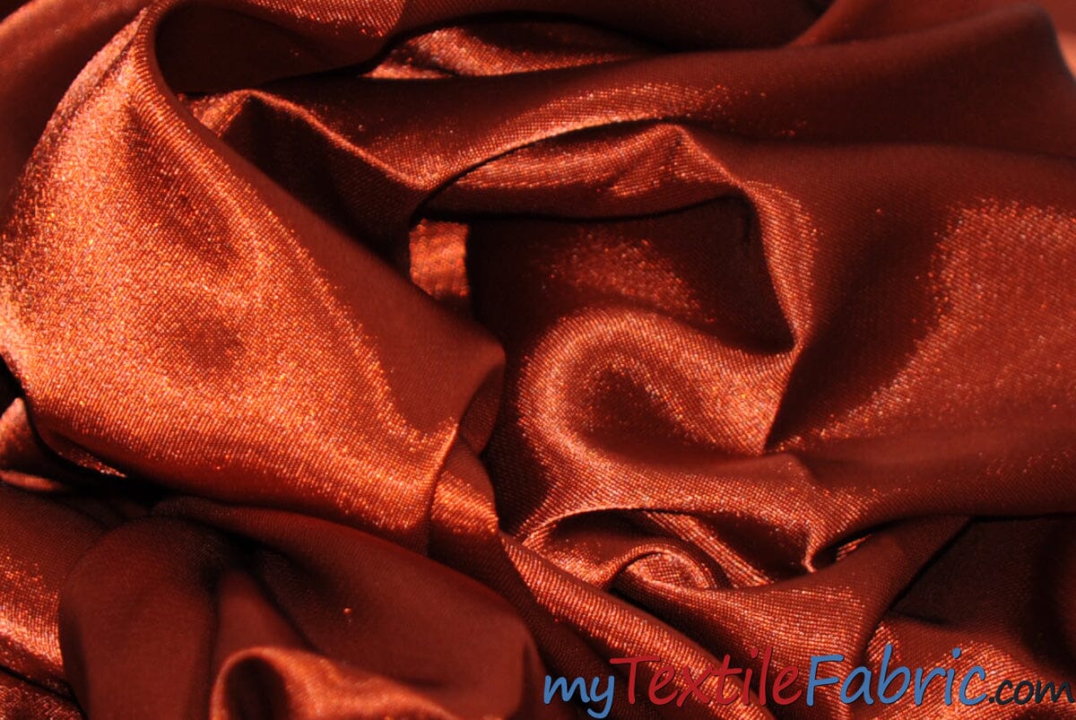 Stretch Charmeuse Satin Fabric | Soft Silky Satin Fabric | 96% Polyester 4% Spandex | Multiple Colors | Continuous Yards | Fabric mytextilefabric Rust 