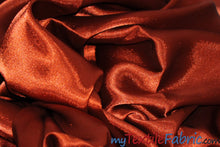 Load image into Gallery viewer, Stretch Charmeuse Satin Fabric | Soft Silky Satin Fabric | 96% Polyester 4% Spandex | Multiple Colors | Continuous Yards | Fabric mytextilefabric Rust 