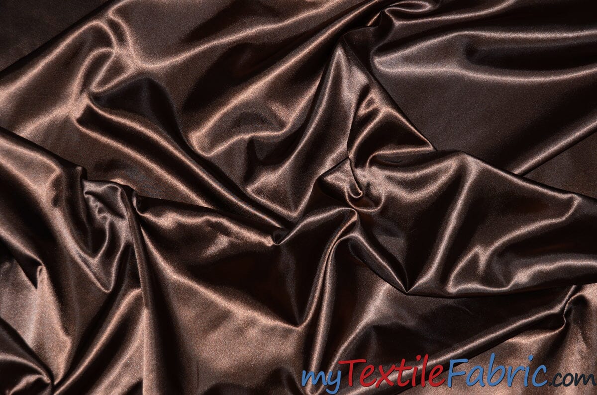 Stretch Charmeuse Satin Fabric | Soft Silky Satin Fabric | 96% Polyester 4% Spandex | Multiple Colors | Sample Swatch | Fabric mytextilefabric Chocolate 