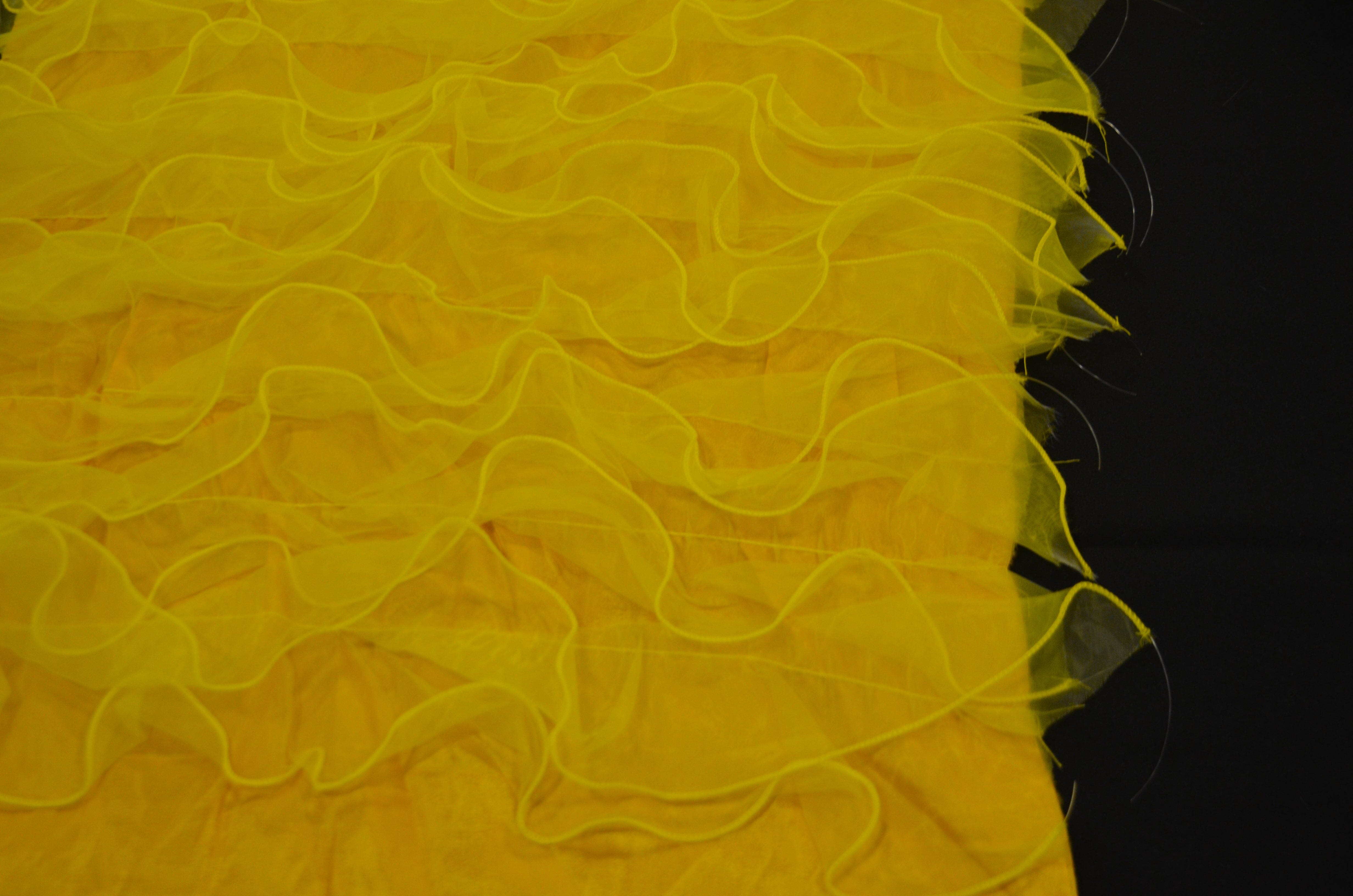 Organza Ruffled Taffeta Fabric | Layered Ruffle Taffeta Fabric | 57" Wide | Multiple Colors | Fabric mytextilefabric Yards Yellow 