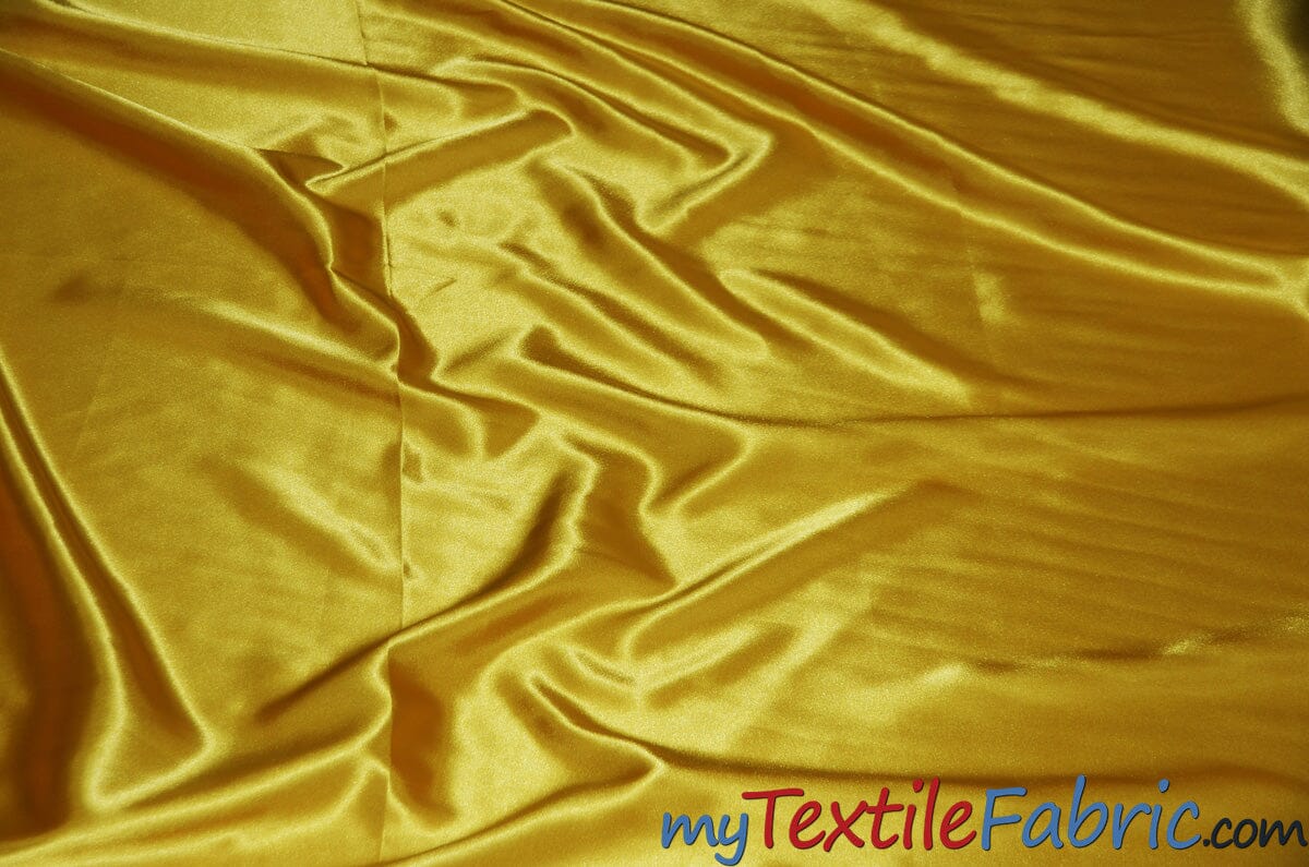 Stretch Charmeuse Satin Fabric | Soft Silky Satin Fabric | 96% Polyester 4% Spandex | Multiple Colors | Continuous Yards | Fabric mytextilefabric Yellow 