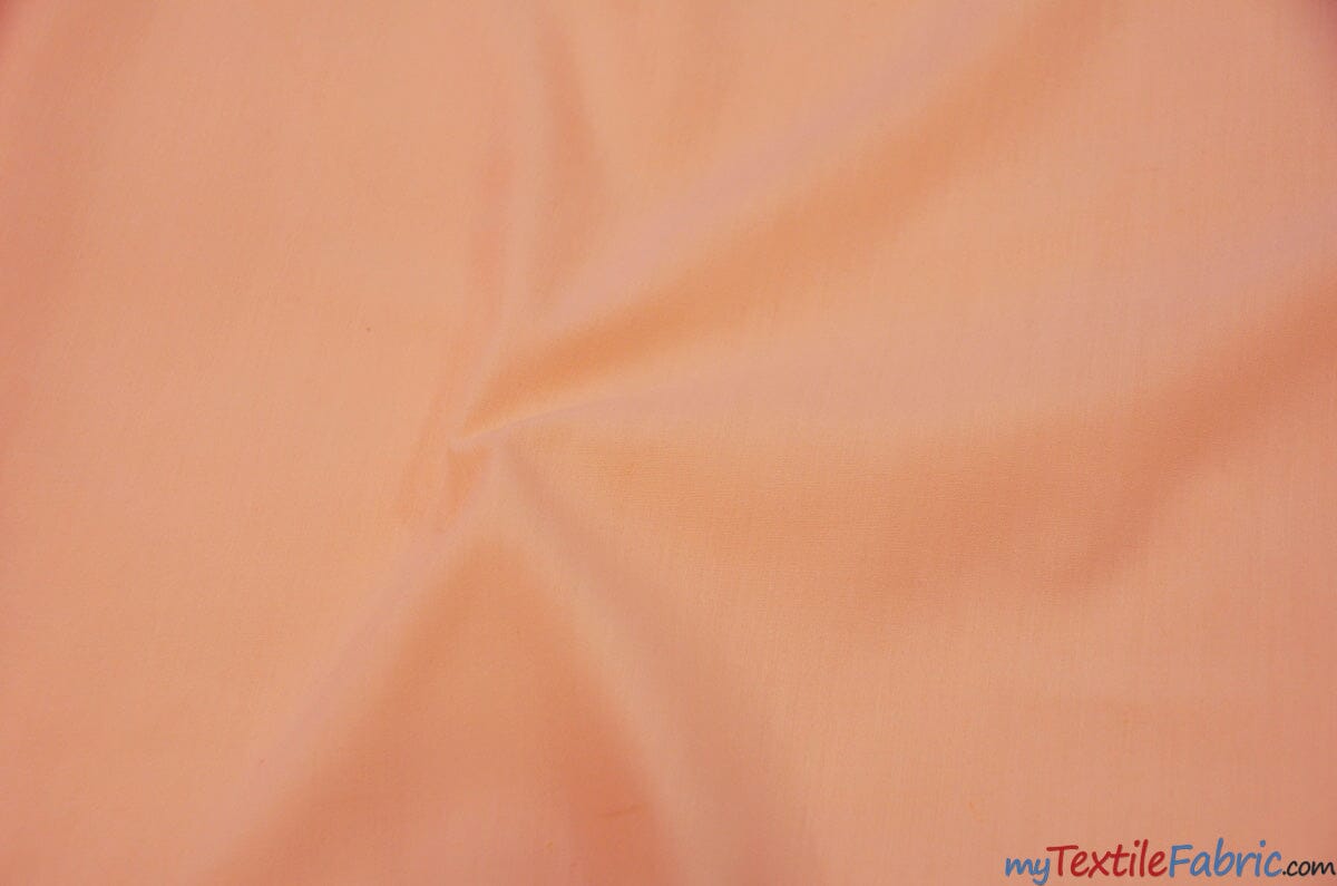 Polyester Cotton Broadcloth Fabric | 60" Wide | Solid Colors | Continuous Yards | Multiple Colors | Fabric mytextilefabric Yards Peach 