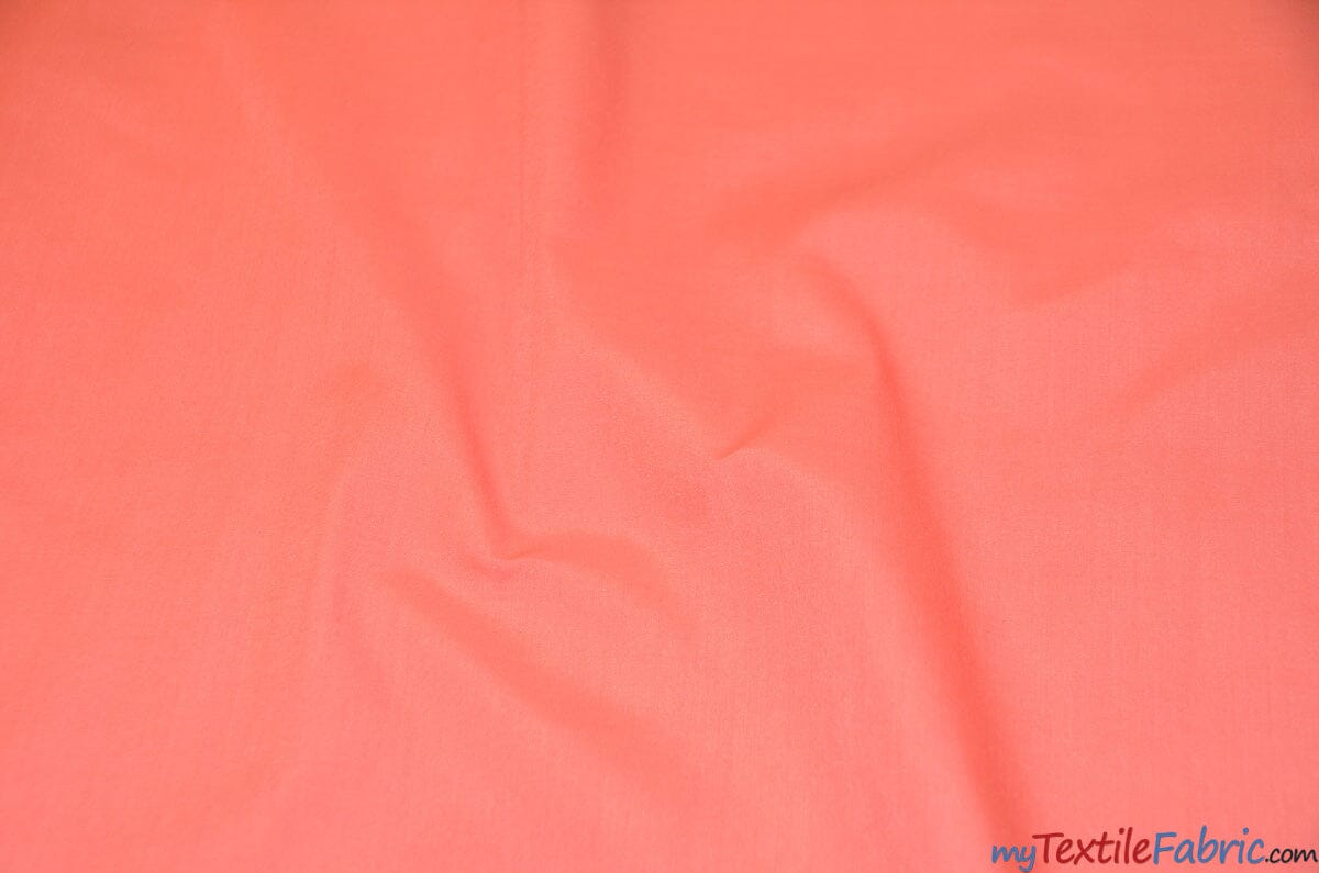 Polyester Cotton Broadcloth Fabric | 60" Wide | Solid Colors | Continuous Yards | Multiple Colors | Fabric mytextilefabric Yards Coral 