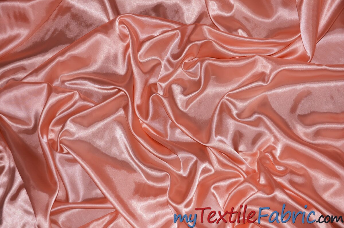 Stretch Charmeuse Satin Fabric | Soft Silky Satin Fabric | 96% Polyester 4% Spandex | Multiple Colors | Continuous Yards | Fabric mytextilefabric Coral 