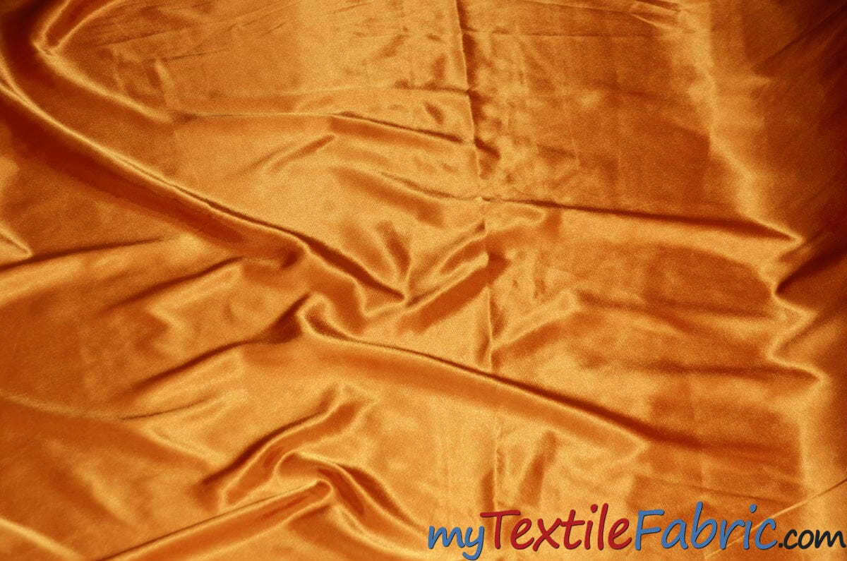 Stretch Charmeuse Satin Fabric | Soft Silky Satin Fabric | 96% Polyester 4% Spandex | Multiple Colors | Continuous Yards | Fabric mytextilefabric Orange 