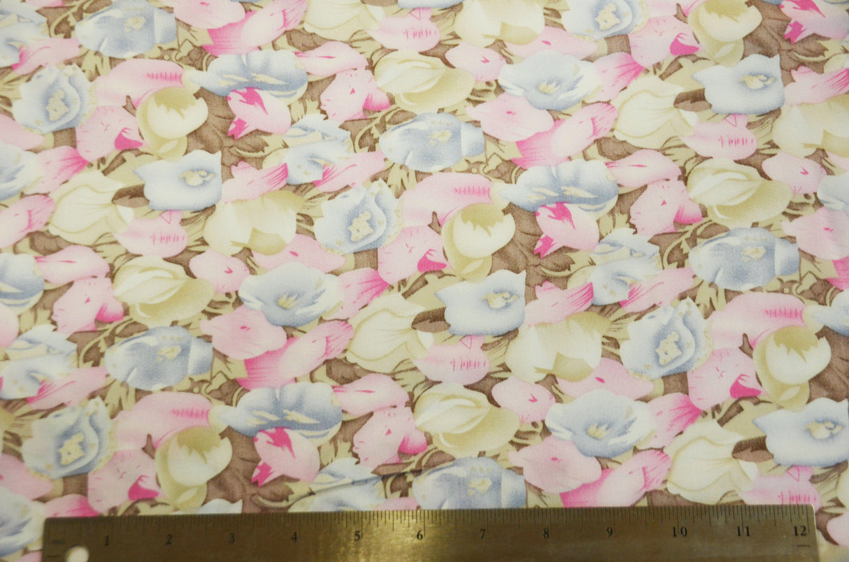 Spring Floral Rayon Challis Fabric by the Continuous Yard | 60" Wide | Flower Rayon Challis Fabric | Rayon Challis for Dresses and Skirts | Fabric mytextilefabric 3"x3" Sample Swatch Pink 