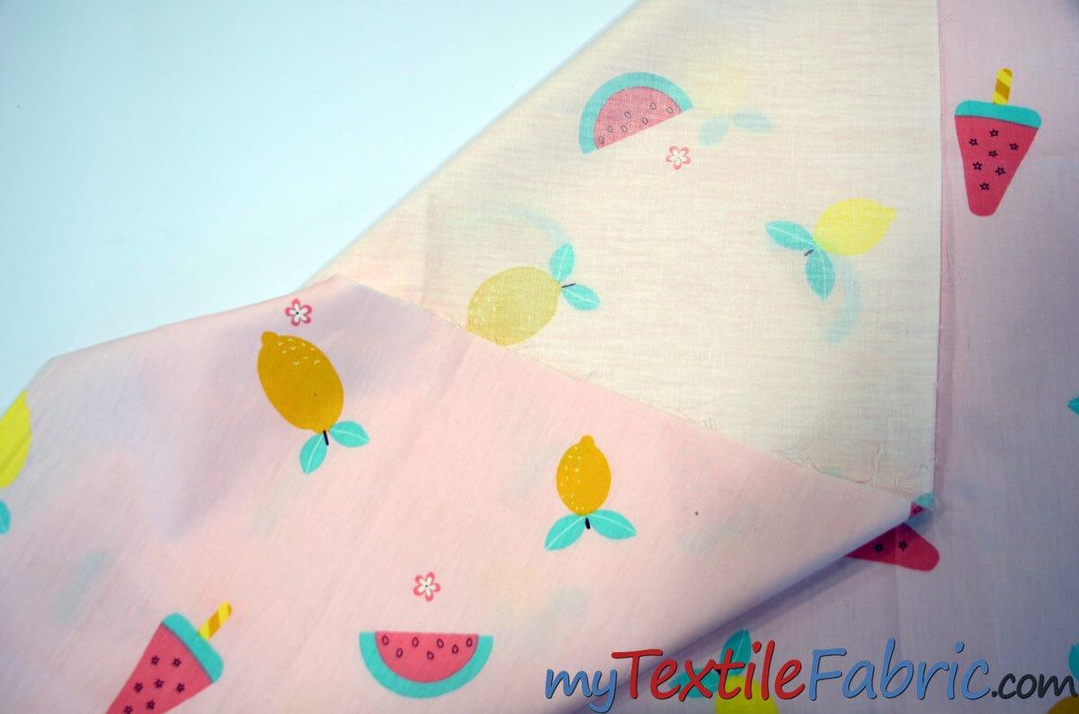 Yellow Lemon Watermelon Fruit Cotton Print Fabric | 100% Cotton Print | 60" Wide | Fabric mytextilefabric 